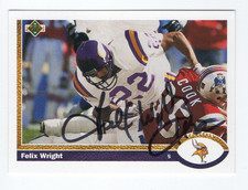 FELIX WRIGHT MINNESOTA VIKINGS 1991 UPPER DECK IP/TTM AUTOGRAPH AUTO