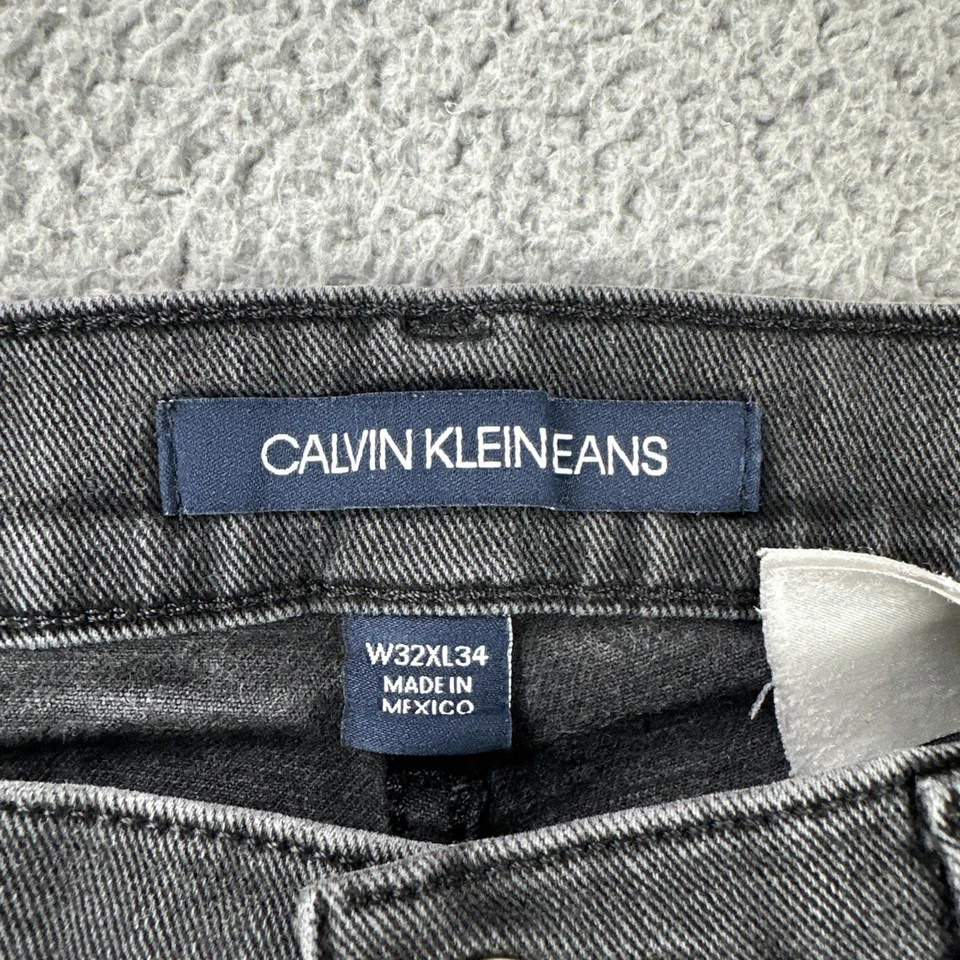 Calvin Klein Jeans Men 32x34 Black Dark Wash Slim Straight Stretch Denim CKJ035 - Image 2 of 4