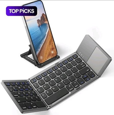 Mini Klappbare Kabellose Bluetooth Tastatur Touchpad für Laptop Tablet Handy Schwarz