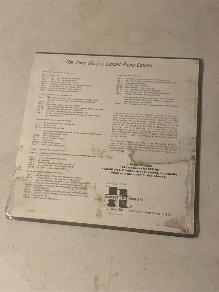 THE HENRY SLAUGHTER GOSPEL PIANO COURSE LP 12" VINYL RECORD ONLY *NO BOOKS* - Image 2 of 2
