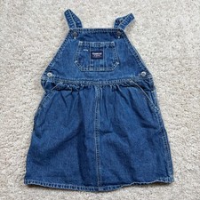 OshKosh B'gosh Kids Denim Overalls Dress Classic Blue Jean Size 4