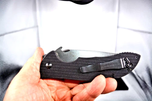 Emerson Super Commander 154CM Blade Thunderstorm Finish Recurve Black G10 Handle