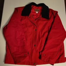 Pendleton Jacket Women Size L Red Black VTG wool Coat Made In USA Zip Button