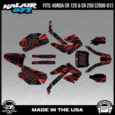 Graphics Kit for HONDA CR125 CR250 2000 2001 CR 125 CR 250 Twitch-Red