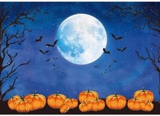 Halloween Party Backdrop for Full Moon Night Background Fall Pumpkins 8  x 8  