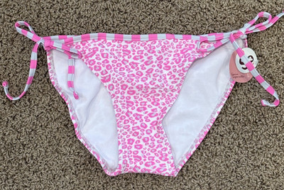 Women's Size XL Hipster Style Swim Bottom -Pink & Gray Animal Print - New w/Tags