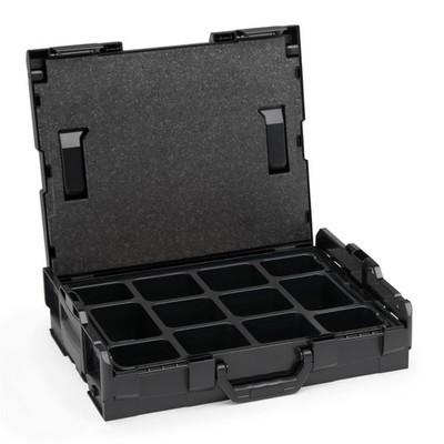 Bosch Sortimo L-Boxx 102 schwarz mit Deckelpolster und 12-Fach Mulden Einsatz