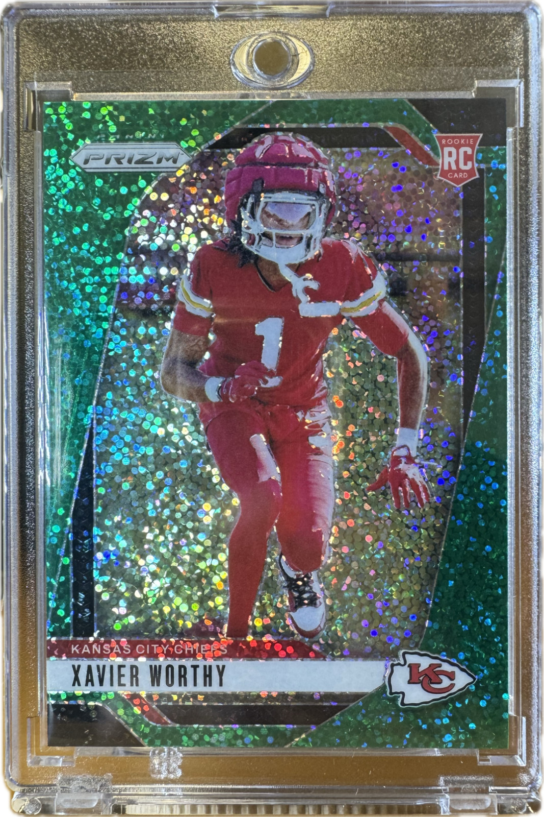 2024 Panini Prizm Xavier Worthy #399 Green Sparkle /8 (RC) Kansas City Chiefs