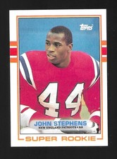 John Stephens Super Rookie 1989 Topps NFL Football Patriots Card #194. rookie card picture