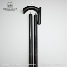 Vintage Black Aluminum Tactical Walking Cane V Handle Steampunk Style for Gift