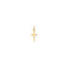 Finest Gold 8 x 19 mm 14K Yellow Gold Small Cross Charm