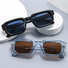 Square Frame Sunglasses UV400 Unisex Classic Blue Tea Punk Style Outdoor Wear