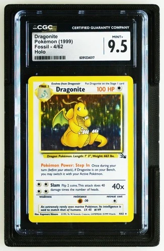 Pokemon Dragonite Fossil Unlimited Holo Rare #4 CGC 9.5
