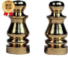 Solid Brass Lamp Finials 1" Tall Pack of 2 Decorative Topper for Lamp Shades