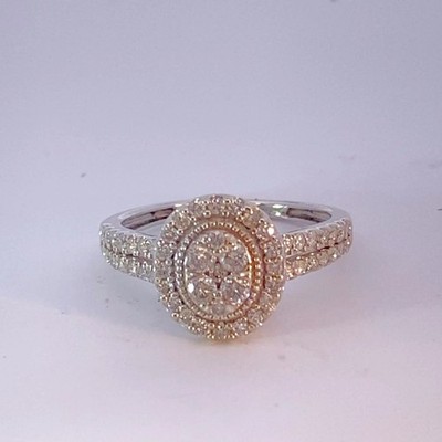Modischer runder Diamantring 10 kt Weißgold apx 2/3 kt Größe 5,3 (MI1062397)