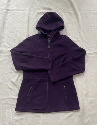 LL BEAN Polartec Fleece Full Zip Jacket Womens Small Purple Hooded Pockets