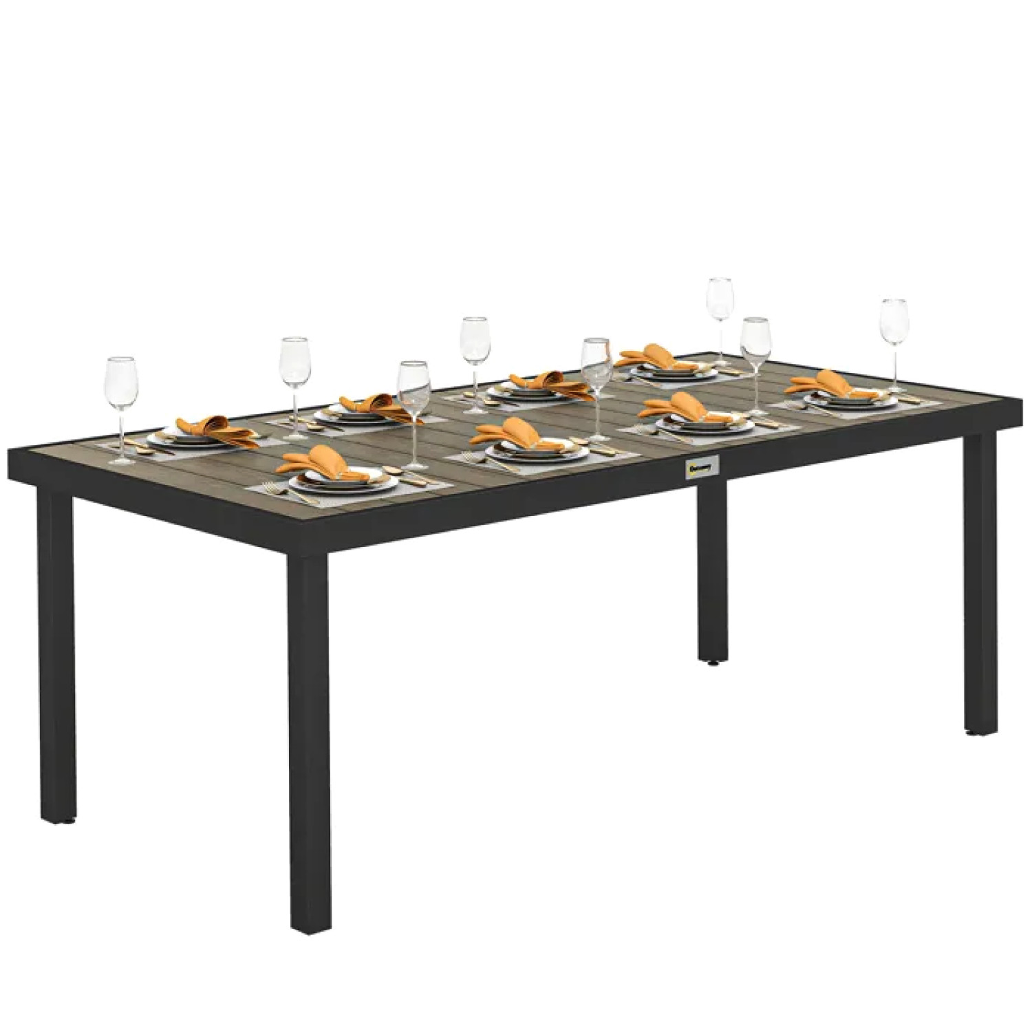 Table de jardin aluminium 8 places marron Outsunny 190x90cm