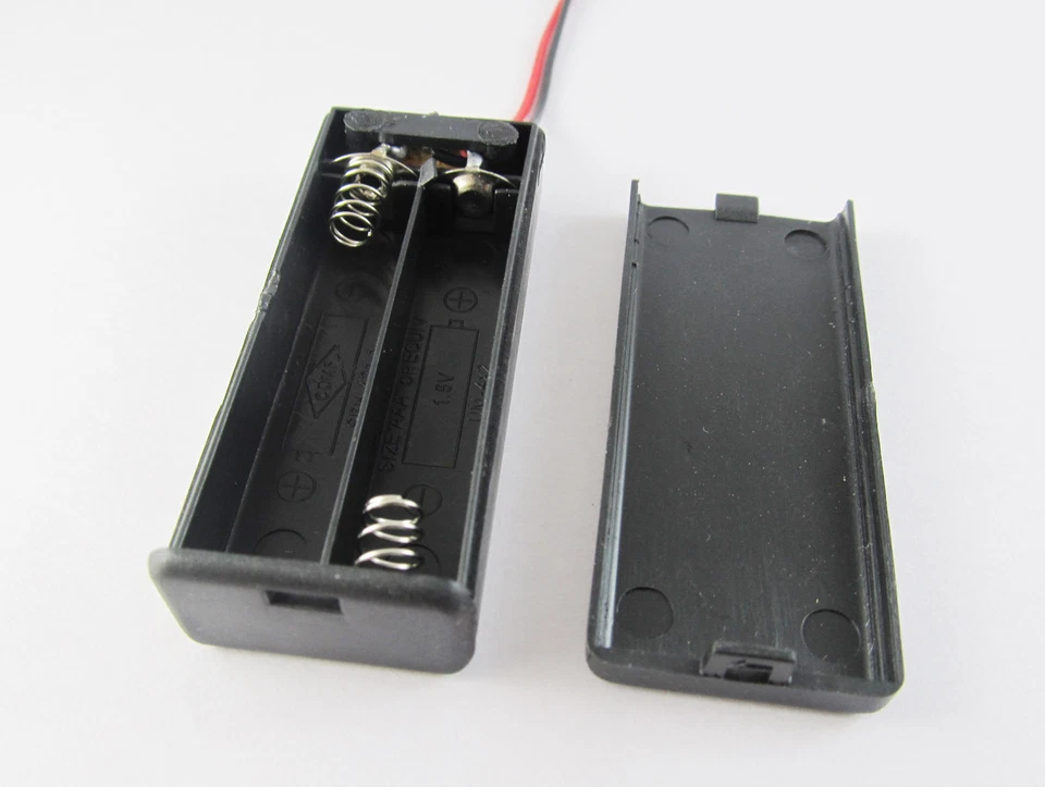 10pcs 2x AAA 3A 3V Cell Battery Holder Box Case With Switch 6'' Lead Wire Black - Image 2 of 2