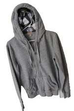 BURBERRY BRIT Chester Hoodie Gray Full Zip Mens Nova Check Plaid Lining-Sz small