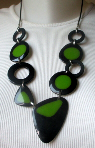 Collier De Perles Celluloïd Vintage Jaune Irisé - Bijou Ancien - État Parfait - Modèle 1568
