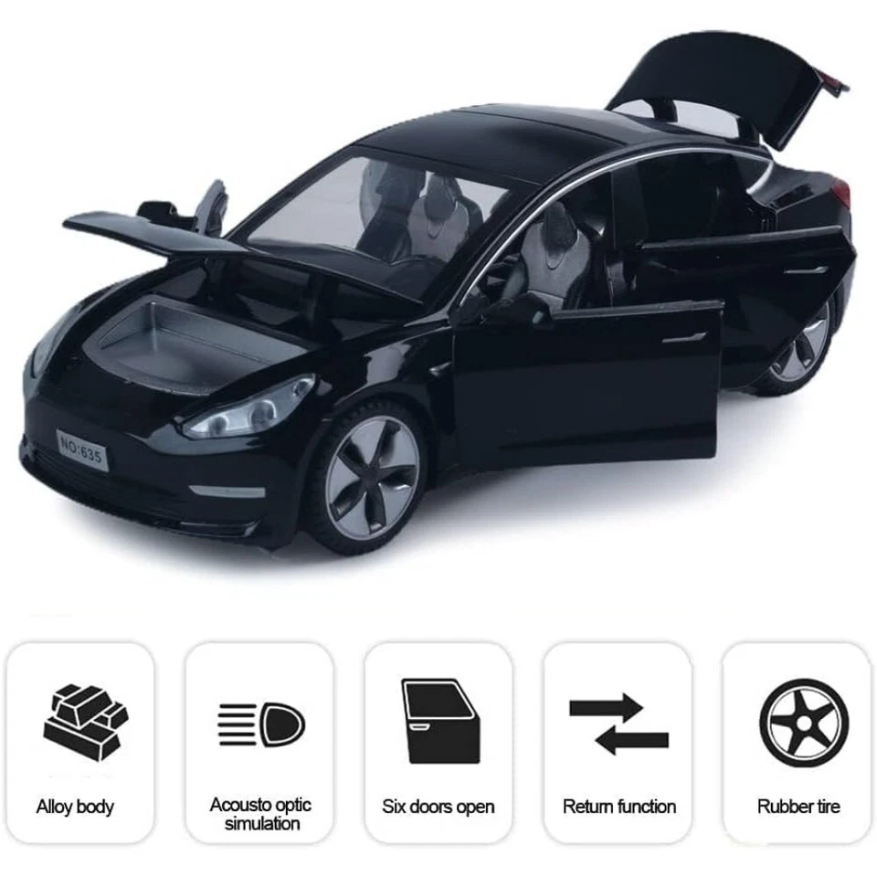 Vehículo de juguete fundido a presión modelo de coche de aleación Tesla modelo 3 escala 1:32 para regalo de colección Foto 3 de 4