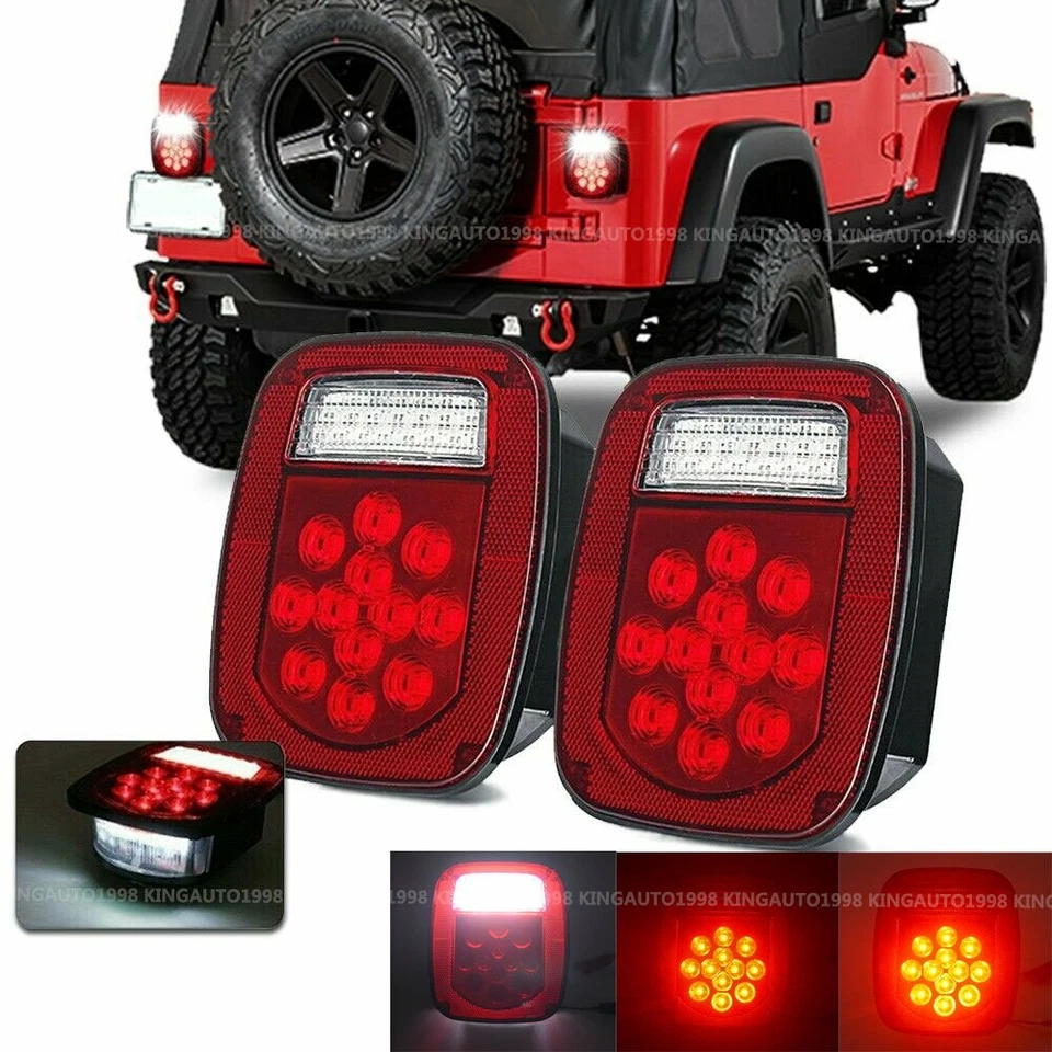 2X Luces traseras LED Luces de freno traseras Tope de giro Inverso para Jeep Wrangler TJ CJ JK Foto 2 de 4