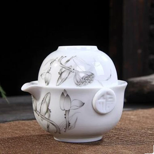 Tea Set Include 1 Pot 1 Cup Elegant Gaiwan Easy Teapot Kettle Porcelain Tea Pot - Picture 5 of 12