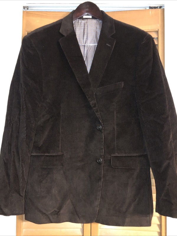 Saddlebred Mens Dark Brown Corduroy 2 Button Sport Coat Blazer Jacket