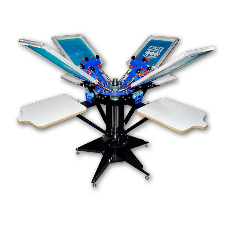 Máquina de serigrafía a 4 colores micro registro camisa tablero de prensa rotativo Foto 2 de 4