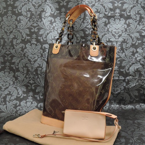 LOUIS VUITTON Monogram Clear Vinyl Cabas Ambre MM Tote Bag #17 Rise-on |  eBay