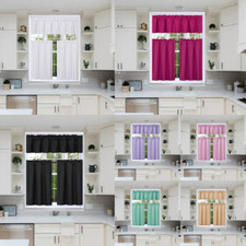 3-PC Blackout Insulated Kitchen Curtain Set Rod Pocket Light Blocking Drapes K3