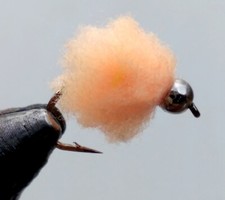 1 Doz #12 Tungsten 3.0mm Eggstasy egg barbed wide gap hook- Sockeye/peach fly
