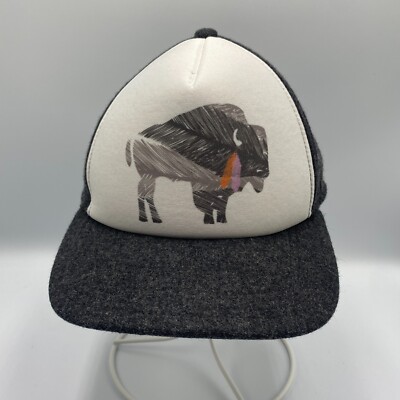 Pistil Hood River Utah Buffalo Bison Snapback Hat Cap White/Gray