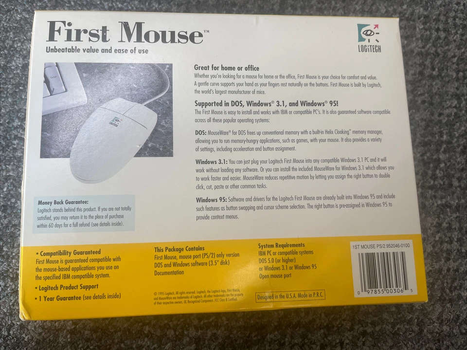 Logitech First Mouse Mouseport Model 2046 IBM Compatible PS/2 Version - Image 3 of 4