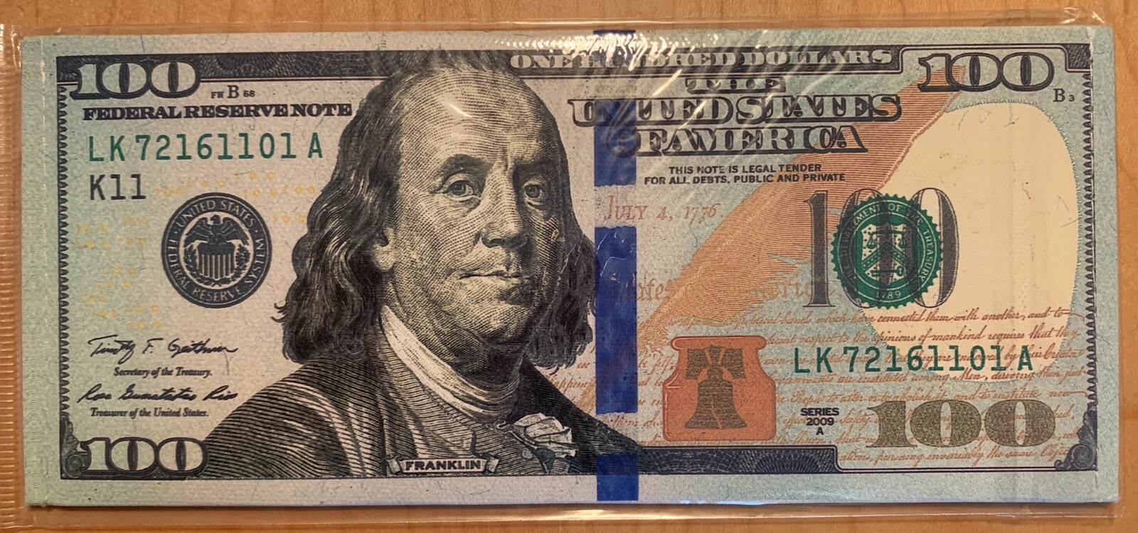 10 Pack - New Design $100 Dollar Bill Money Bifold Card Holder Canvas Wallet