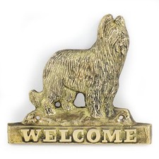 Briard - brass tablet "WELCOME" with image of a dog, Art Dog