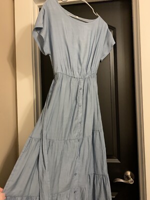 Boho Prairie Dress - Dusty Blue Long Bohemian Prairie Style Dress With Tie | eBay Boho Prairie Dress - Dusty Blue Long Bohemian Prairie Style Dress With Tie | eBay