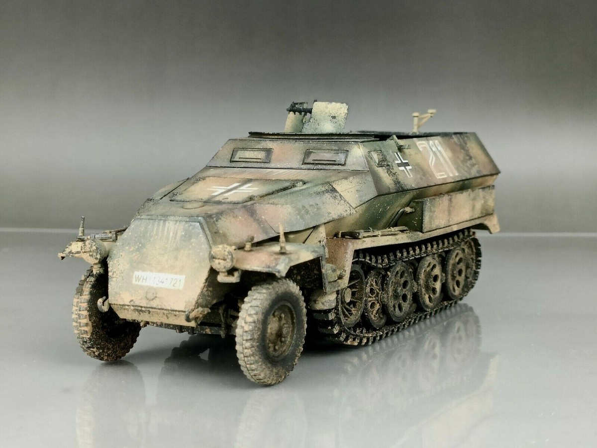 1/35 Pro Built WW2 German Diorama sdkfz 251/D Plus 75mm AT Gun Hedgerow