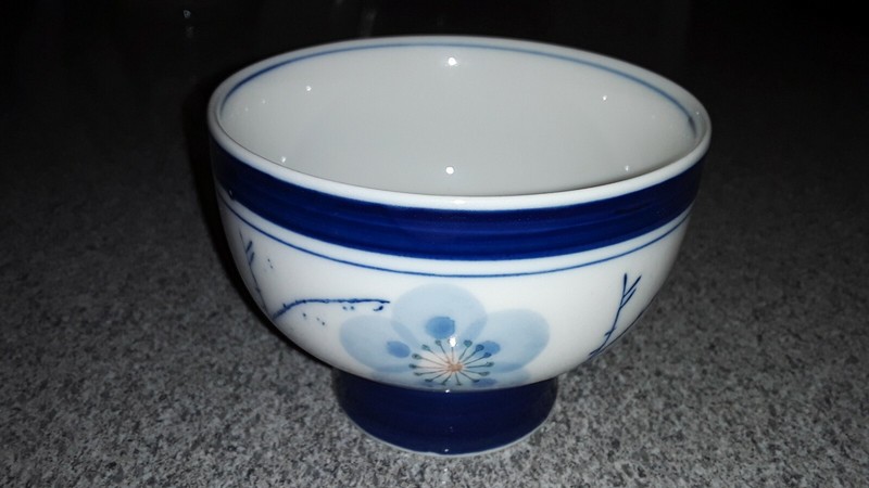 Japanese Tea Ceremony Chawan Tea Cup Bowl Blue Flower Pottery