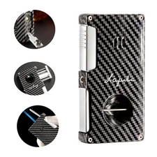 Torch Cigar Lighter Travel V-Cutter Stainless Steel Punch 1 Jet Flame Black Gift