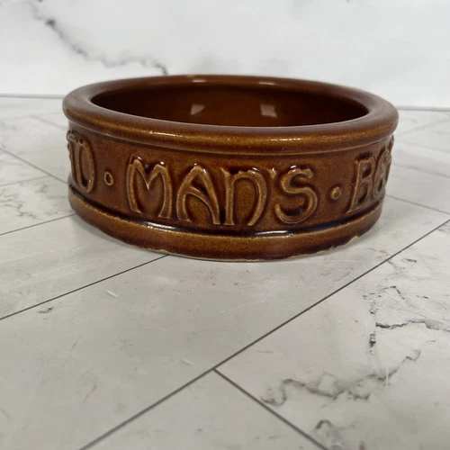 Vintage McCoy Pottery Dog Bowl Mans Best Friends His Dog Brown 7"