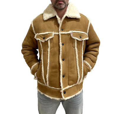 Levi's Men's Shearling Leather Trucker Jacket - Vintage Style (100