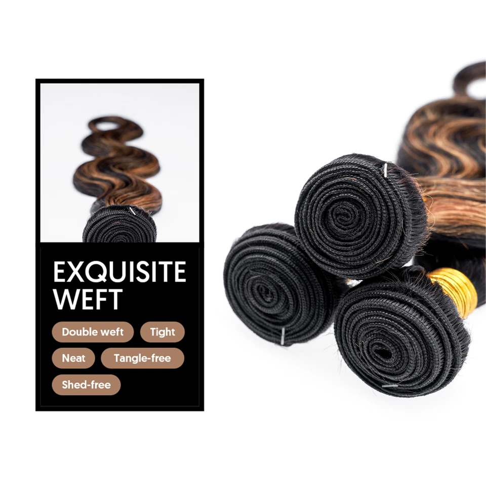 Paquetes Ombre Extensiones de Cabello Humano Onda Corporal Virgen Brasileña Remy Foto 4 de 4