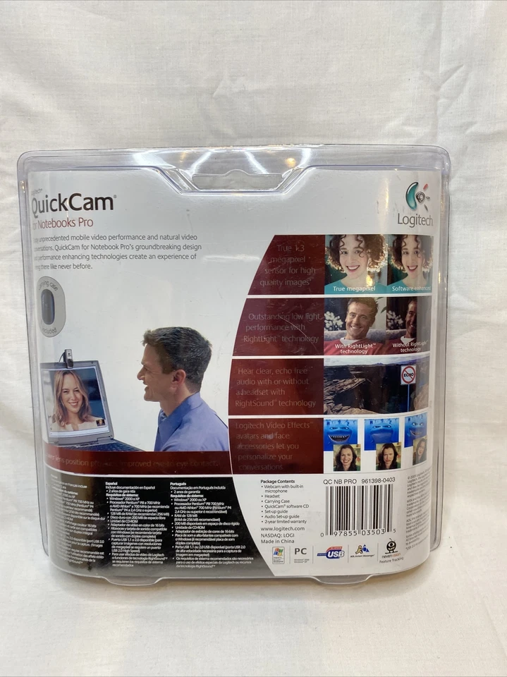 Logitech QuickCam for Notebooks Pro USB-2.0 WebCam w/Microphone 1.3MP  Brand New - Image 2 of 4
