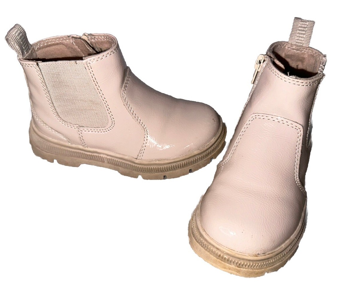 Zara toddler patent effect boots Slip On Thick Sole Trendy 90s Sz 23 Girl