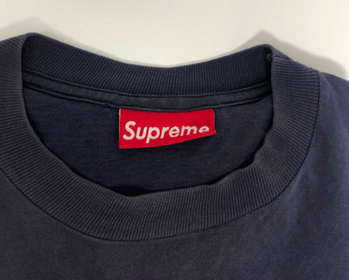Supreme Burberry Box Logo Tee Size = Large, Color = Navy Blue