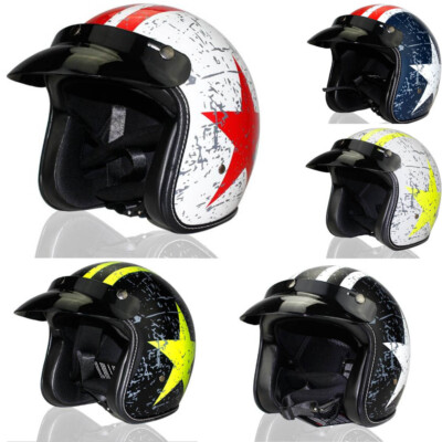 DOT Vintage Motorcycle Helmet Open Face 3/4 Scooter Bobber Chopper Biker Helmet