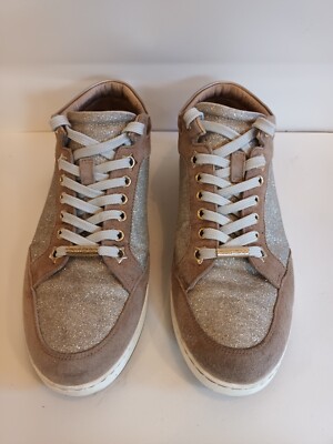 Jimmy Choo Miami Rosegold Glitter Trainers Size EU UK UK