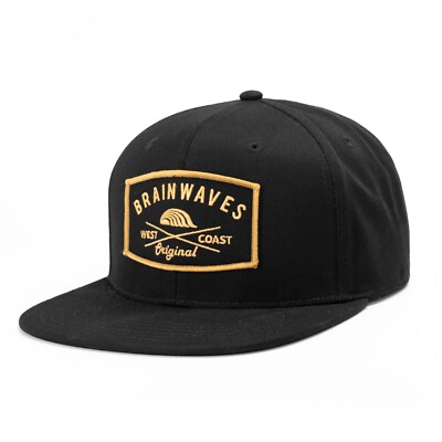 Brain Waves Steve 950 Flat Cap Mütze Kappe Verstellbar Snapback Schwarz Neu