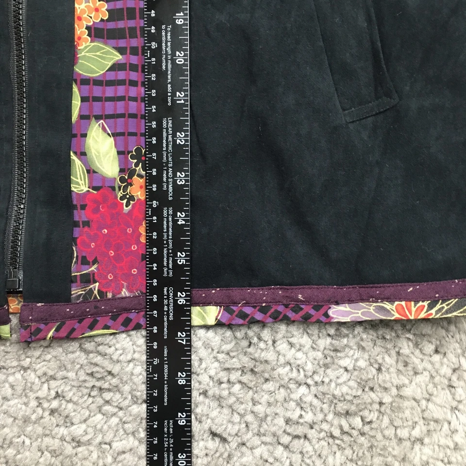 Koos Of Course Womens Jacket Sz L Black Purple Floral Full Zip Long Sleeve NWOT - Image 2 of 4